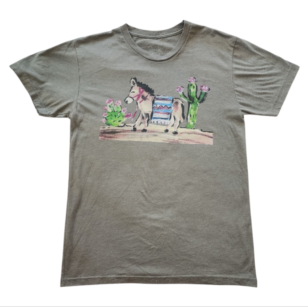Texas True Threads Donkey Graphic T-Shirt Unisex Size M Gray Short Sleeve Tee